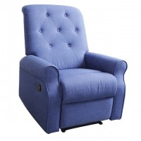 Modern Style Blue Fabric Button Tufted Manual Glider Recliner Single Sofa for Wholesale Furniture