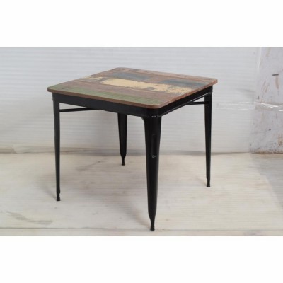 Industrial Wooden Square Top Iron Center Coffee Table For Cafe