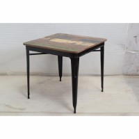 Industrial Wooden Square Top Iron Center Coffee Table For Cafe