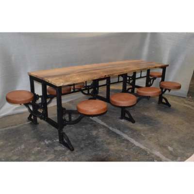 Solid wood dining table crank cast iron Vintage Dining table With Sitting Tables